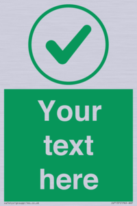 Custom green background, green tick in circle sign